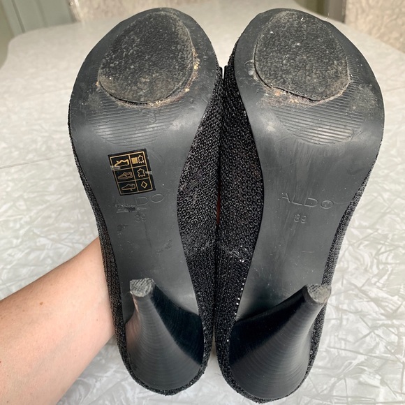 Aldo Platform Peep-Toe Sequin Bow Heels 8-8.5 - Picture 4 of 7